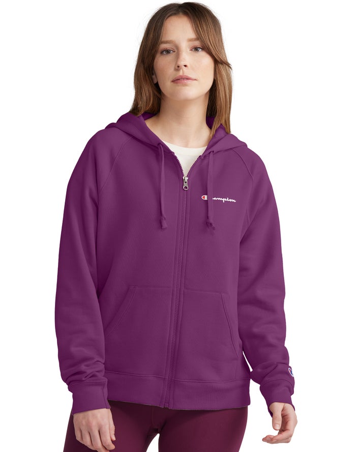 Champion Hoodie Dames - DonkerPaars - Powerblend Fleece Full Zip ( 031245-RCN )